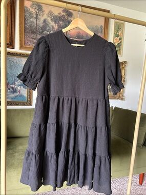 Lulu's Favorite Day Black Puff Sleeve Mini Dress